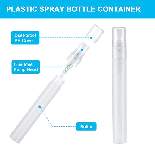 Clear 10ml Plastic Spray Bottles Set - Perfume, Essential Oils, Fine Mist