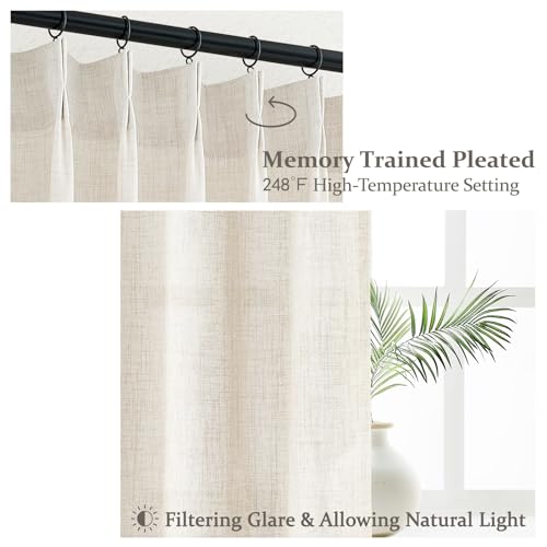 Birch 60W x 90L Inch Linen Sheer Curtain Set - 2 Panels for Living Room, Privacy & Light Filter