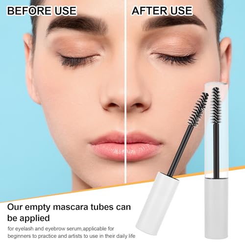50 Pcs Empty Mascara Tube with Eyelash Wand, 10 ml Refillable Eyelash Cream Container with Leak Stoppers, Eyelash Cream Container Bottle for DIY Cosmetics