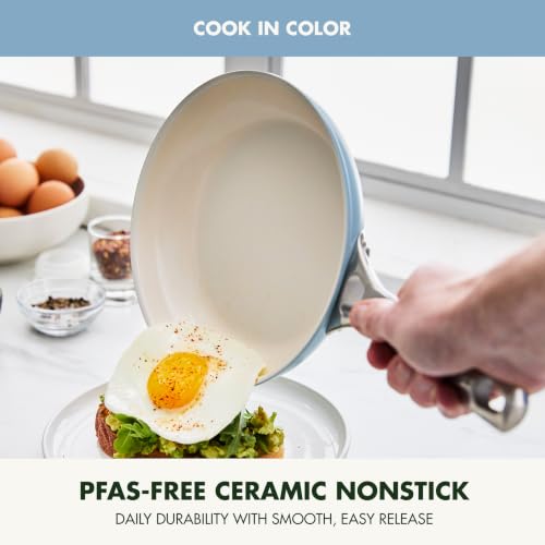 GreenPan Padova Pro 8 & 10-Inch Blue Haze Ceramic Nonstick Skillet Set, Induction & Oven Safe