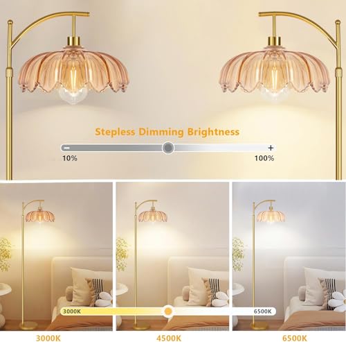 QIYIZM Floor Lamp - 65-69in Height, Dimmable Brass Tall Lamp with Remote (Variant: Floor Lamp--2), Mid Century Modern