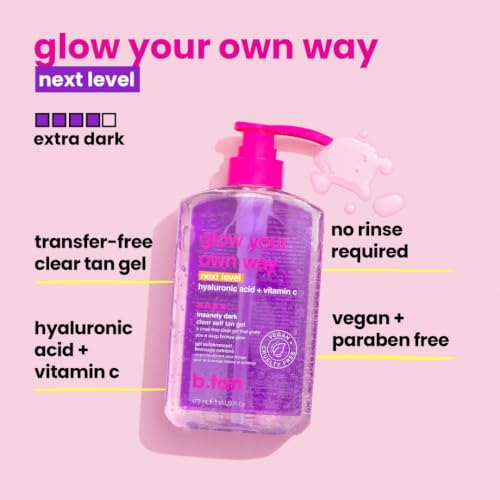 B.TAN Next Level Dark Self Tanner Kit 2-Pack - Mousse & Clear Gel with Tanning Mitt