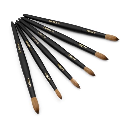 Acrylic Nail Art Brush Set with 6 Sizes - Black Wooden Handles, Size 18# - Black / 18#