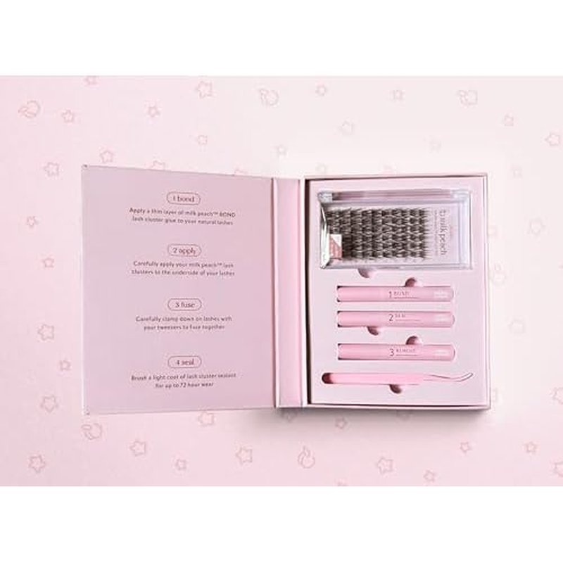Lash Cluster At-Home Lash Extensions Kit / 10-16mm C-Curl Natural Glam / 60 Clusters/Bond & Seal Glue/milk peach¢â / Individual Cluster Lashes Soft Fluffy/DIY Salon-Quality Kit