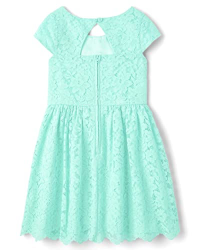 Children's Place Girls' Short Sleeve Dressy Dress Mellow Aqua Lace 10
