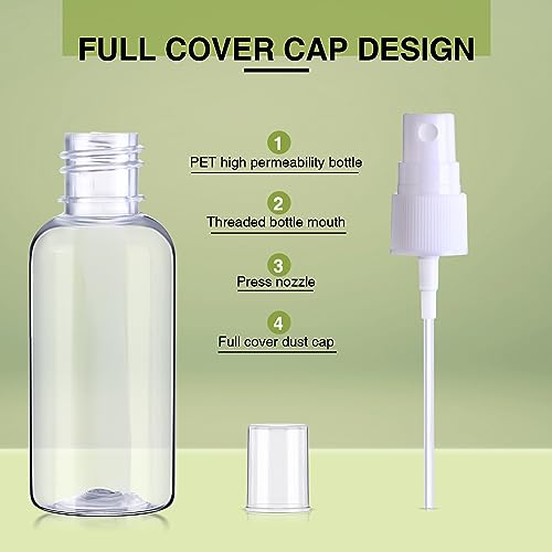 100 Pcs Mini Clear Spray Bottles 1 oz with Funnels - Refillable Travel Perfume & Essential Oil Sprayers