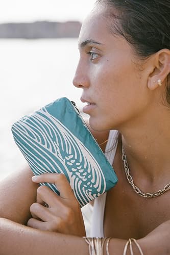 Mini Makeup Pouch - Isle Blue ALOHA Collection Lightweight, Splash-Proof, Reusable Cosmetic Bag