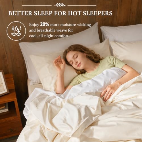 Queen Size Cream White Duvet Cover Set - Ultra Soft 100% Egyptian Cotton, No Comforter