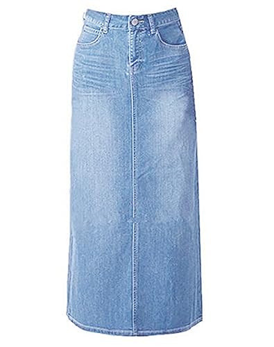 Long Denim Skirt with Pockets - Sky Blue Maxi Skirt for Women - 4 Variation