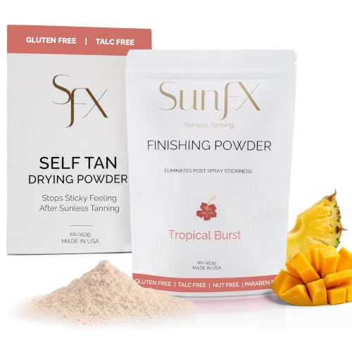 SunFX Setting Powder for Spray Tan 16oz - Talc-Free Vegan Tropical Burst Variation