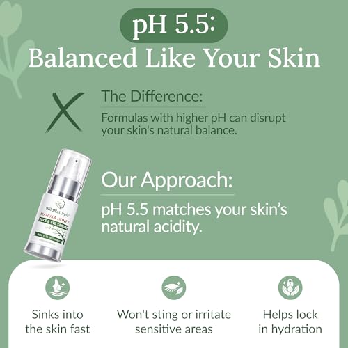 Wild Naturals Manuka Honey Face & Eye Serum with Vitamin C & Hyaluronic Acid - Anti-Aging, Dark Circles, Fine Lines, Made in USA - 0.5 Fl Oz