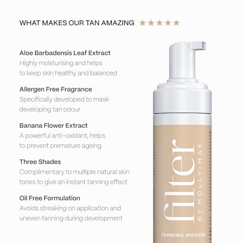 Self Tanner Mousse Medium - Flawless Sun-Kissed Glow, 6.7oz, Filter by Molly-Mae