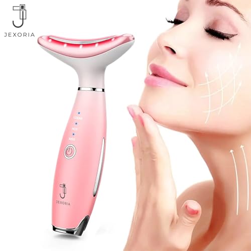 7-Color LED Light Therapy Massager with Heat & Vibration ? Face & Neck Skin Firming & Facial Tightening Tool ? Jawline Care ? Gift for Moms, Teens & Friends