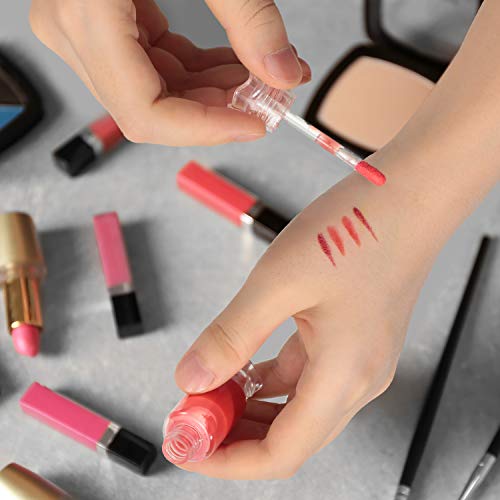 Blulu 40 Pieces Empty Lip Gloss Tubes with Wand 9 ml Mini Clear Candy Shape Lip Balm Tube Containers and 4 Pieces Funnel for DIY Cosmetics Women