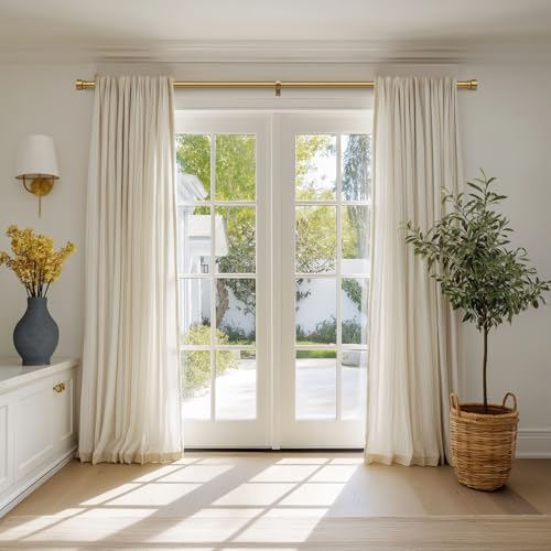 Lootkell 2 Pack Adjustable Warm Gold Curtain Rods - Heavy Duty Brass Window Support 16-150 Inches