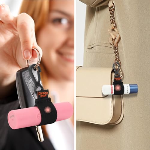 Desing Wish 3 PCS Mini Chapstick Holder Keychain Elastic Sleeve Chapstick Keychain Holder for Lip Balms/Lip Gloss/Lipsticks, Portable Lip Balm Holder Sleeves for Keys/Purse/Lanyard - Black