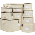 8 Pack Beige Storage Hard Shell Containers - Padded Dishware Moving Boxes