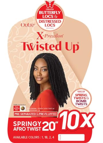 Outre X-Pression Twisted Up Afro Twist Hair 20" - Off Black 1B, Pre-Fluffed & Separated