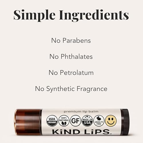 Kind Lips Unscented Organic Lip Balm Fragrance Free Unflavored Natural Moisturizing Lip Care 5 Pack
