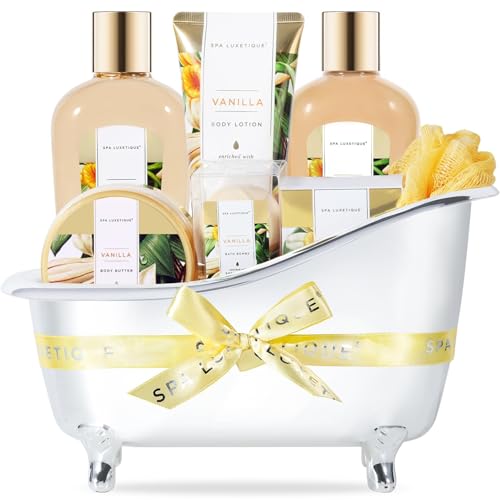 Spa Gift Sets, Gifts for Her, 8pcs Vanilla Bath Sets with Body Butter, Bubble Bath, Bath Bomb, Bath Sets for Women Gifts, Christmas Gifts, Gifts for Women