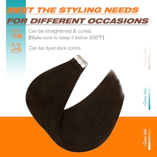 Sunny Hair Tape-In Extensions - Remy Human Hair, Brunette 50g (20pcs)