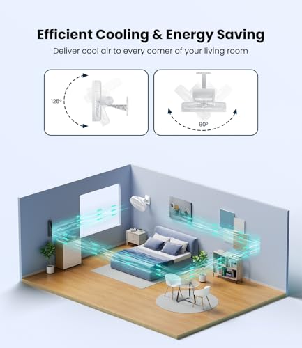 LEMOSTAR 12-Inch Wall Mounted Fan with Remote Control, 90° Oscillation, 4 Speed Settings, Timer, Adjustable Tilt - White
