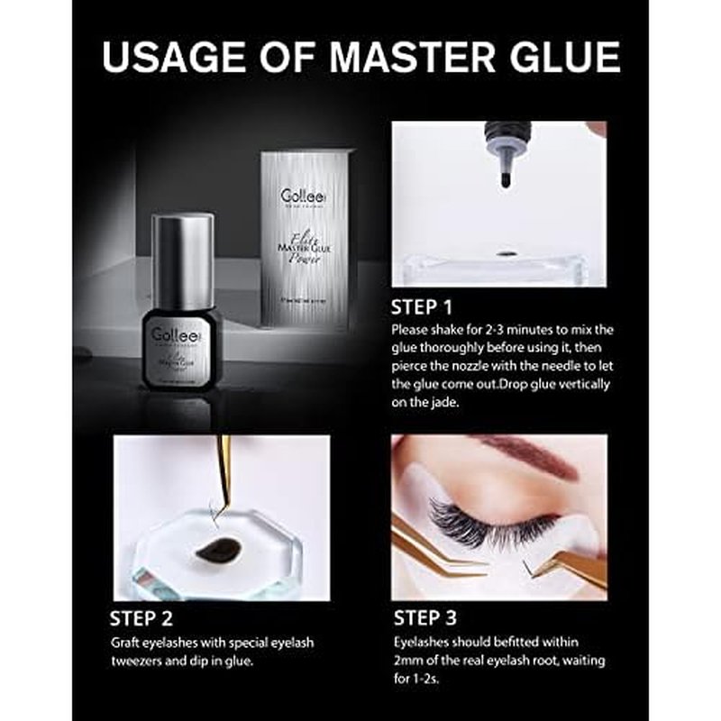 Eyelash Extension Glue 0.5 Sec Fast Drying/Retention 6-8 Week /(0.17fl.oz / 5ml) Waterproof Max Bonding Eyelash Glue for Semi Permanent Extensions Professional USE ONLY Black Adhesive