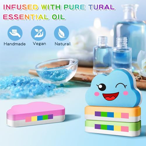 Rainbow Kids Bath Bombs Gift Set with Blueberry, Passion Fruit, Peach & Pineapple - 4 Pcs