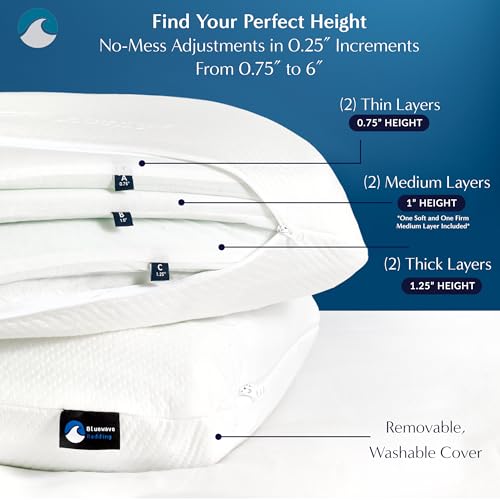 Adjustable Memory Foam Pillow - 20 Heights, Firmness Options - Standard