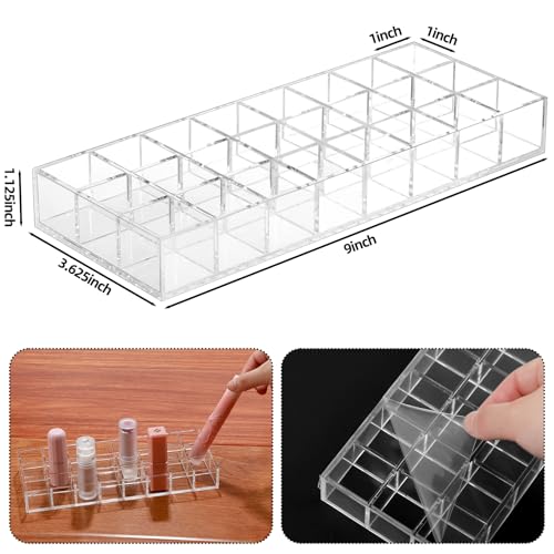 Kigley 5 Pack Acrylic Lipstick & Lip Gloss Organizer with 24 Slots - Clear
