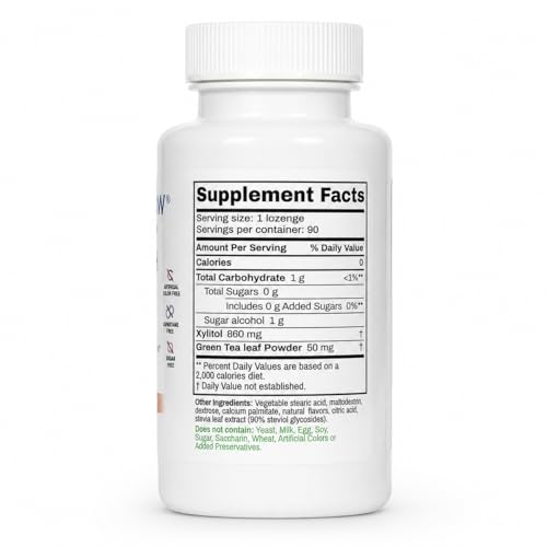 Natural Dry Mouth Lozenges with Xylitol and Green Tea - 90 Count