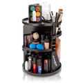 Brookstone 360¡Æ Spin Cosmetic Display Case for Vanity, Store Brushes, Lipsticks, and Other Fashion Accessories, Versatile Storage Solution, black