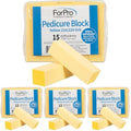ForPro Professional Collection Yellow Pedicure Block, 220/220 Grit, Three-Sided Pedicure Nail Buffer, 3.75¡±L x 1¡±W x 1¡±H, Yellow, 15-Count (Pack of 4)