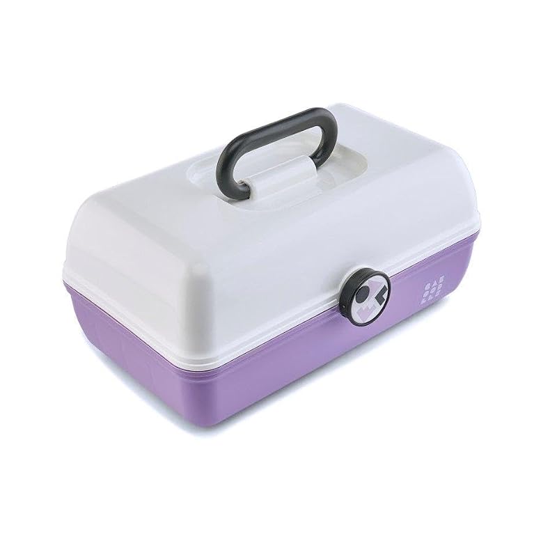 Caboodles School Spirit On-The-Go Girl Makeup Box - White Over Lavender, Travel Organizer with Mirror & Secure Latch