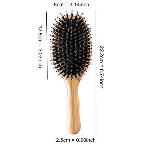 Olive Wood Wild Boar Bristle Hairbrush for Styling & Detangling, Gift Box Included
