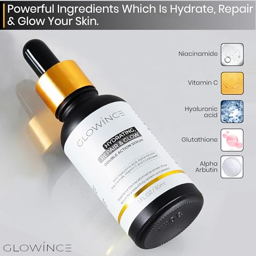 Hydrating Repair & Glow Face Serum with 10% Niacinamide + 5% Vitamin C (MAP), 1.5% HA & Glutathione ? Brightening & Dark Spot Corrector ? targets hyperpigmentation ? Antioxidant-Rich ? 30ml