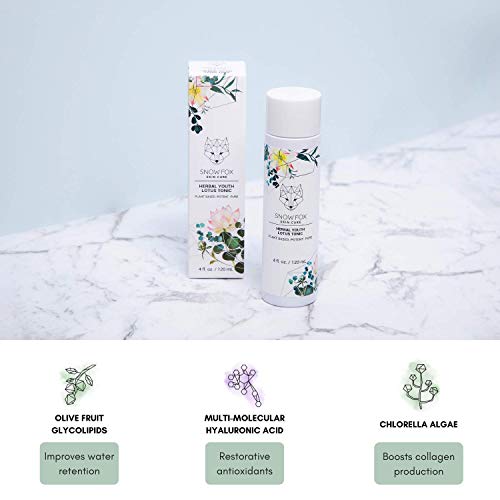Snow Fox Skincare Herbal Youth Lotus Tonic for All-Day Hydration; 120 mL