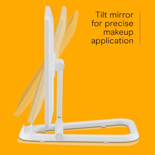 White Lighted Makeup Mirror with 10X Magnification & Phone Holder - 14.3" x 9"