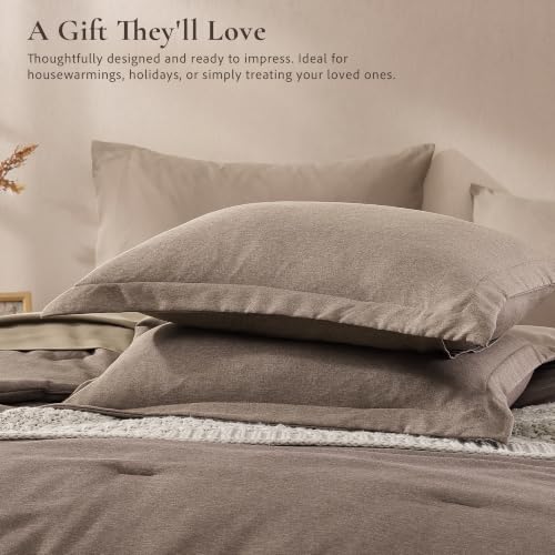 Amber Brown King Comforter Set - 7 Pieces Bedding in a Bag, Soft & Cozy