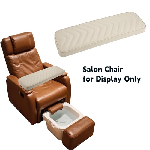 NOVAL Arm Rest Manicure Board for Pedicure Chairs - 9x27 Inch Khaki PU Leather Salon Hand Rest, Easy to Clean & Non-Slip