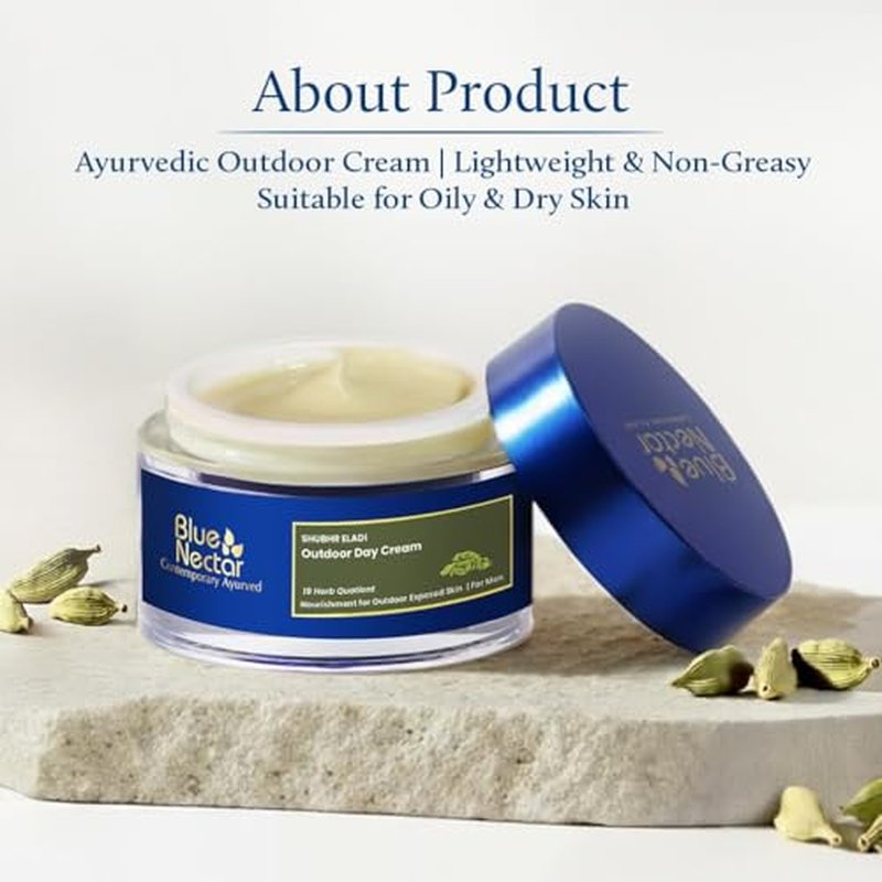 Blue Nectar Eladi Outdoor Day Face Cream for Men | Daily Moisturizer for Pollution Defense & Outdoor-Exposed Skin | Nourishing Men¡¯s Face Cream for Oily & Dry Skin (19 Herbs, 1.7 Oz)