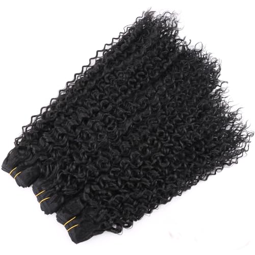 REYNA 24 Inch Afro Kinky Curly Synthetic Hair Extensions - 3 Bundles, Natural Black, Model 1B#