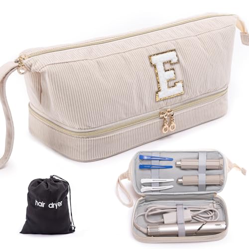 ELCUPA Ivory Double-Layer Personalized Hair Dryer Travel Case for Shark FlexStyle & Airwrap