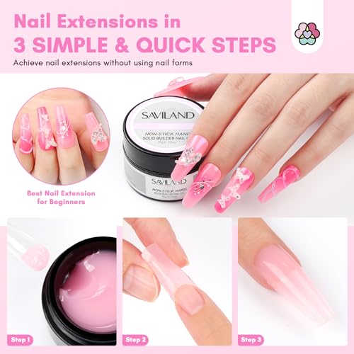 SAVILAND Solid Gel Builder: 6 Colors 3D Nail Gel No-Sticky Hand Nail Extension Sculpting Gels for Nails Art for Carving DIY at Home for Beginners