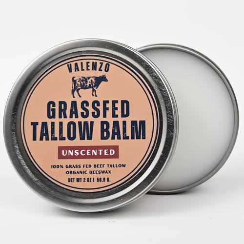 Organic Beef Tallow Balm for Skin, Unscented Grass-Fed Tallow Moisturizer, Natural Care Cream for Dry & Sensitive Skin (4 oz)