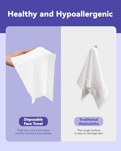 Disposable Face Towels - Soft & Thick 7.8x7.8 Inches, 80 Count, 4 Pack - Gentle Skin Care