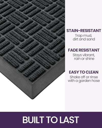 Outdoor Entrance Door Mat 48x72 Inch Rubber Doormat Maze Black - Weather-Resistant