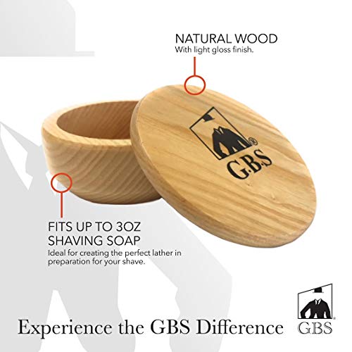 G.B.S Natural Wood Shaving Set with Straight Razor, Synthetic, Shave Brush, Animal Free, Beechwood Shave Bowl and Natural Soap