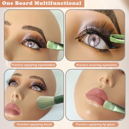 Black Silicone Makeup Practice Face Board Kit with Brushes & Eye Shadow