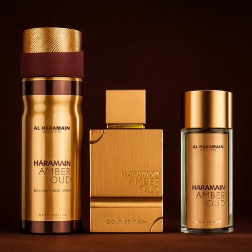 Unisex Woody Musk Body Spray & Perfume Gift Set - Amber Oud Gold Edition